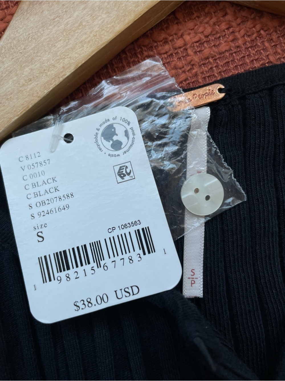 Free People Black Ribbed Button-Front Tank - Picture 9 of 15